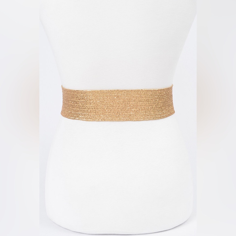 Plus Size Gold or Silver Rhinestone Straw Statement Belt - Picture 4 of 6